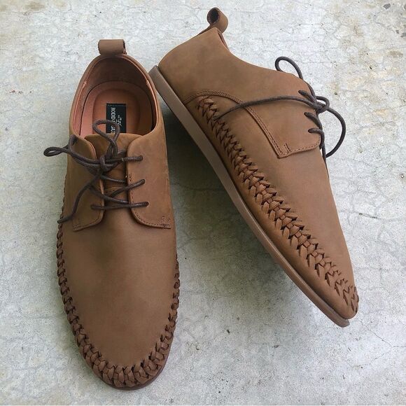 Rodd & Gunn Hamilton Huarache Loafers Brown Leather Woven Derby Shoes EU 45